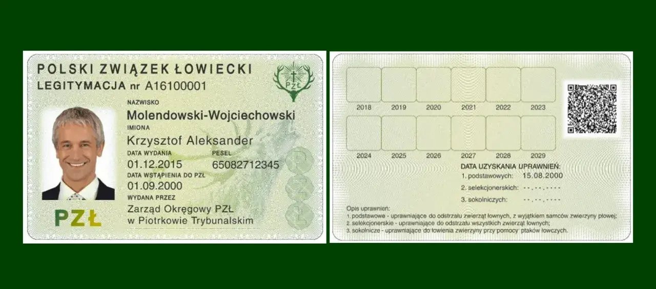 Legitymacja PZŁ Krzysztofa Molendowskiego-Wojciechowskiego. Czy myśliwy ponosi koszt wymiany legitymacji w zł?