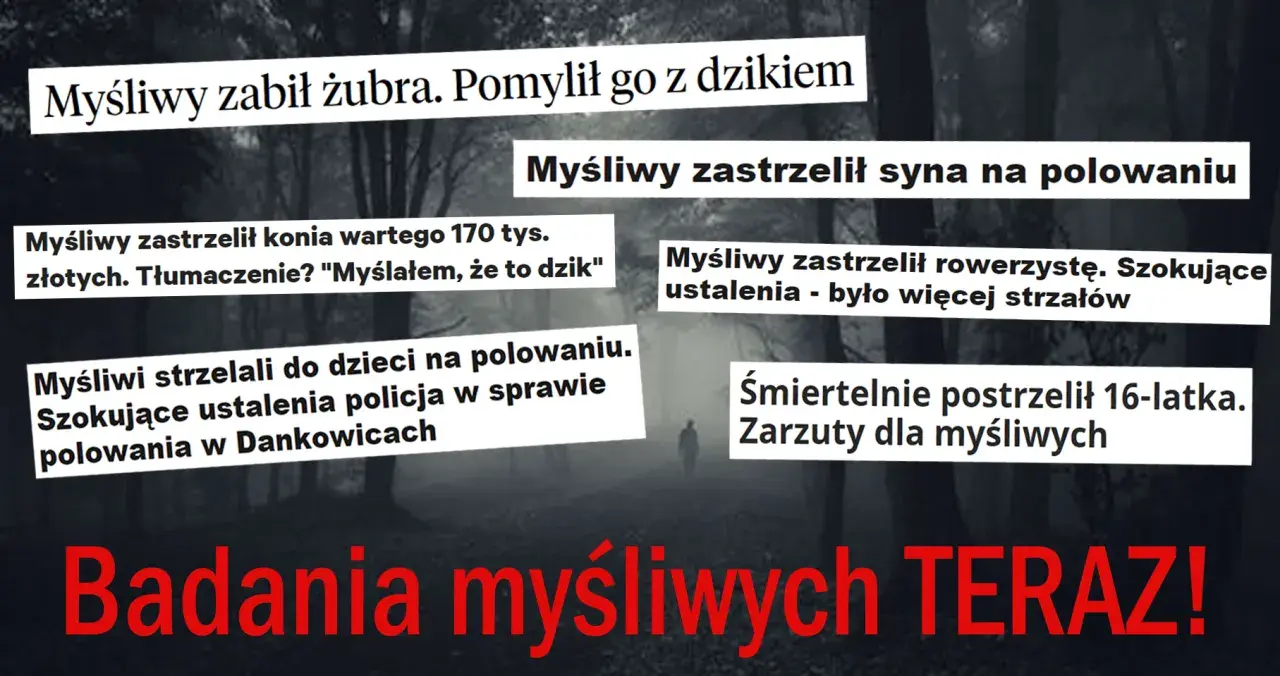 Czy myśliwy to zawód? Nagłówki o tragicznych wypadkach: zabity żubr, syn, koń, rowerzysta, dzieci. "Badania myśliwych TERAZ!